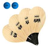 Kit 4 Raquetes Jogo Frescobol Praia 2 Bolinhas Brinquedo
