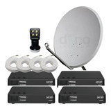 Kit 4 Receptor Digital Vt1000 Visiontec - Antena Lnbf Cabo