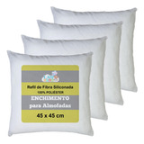 Kit 4 Refil De Almofada Super Macio Enchimento Fibra Siliconada Antialérgico 45x45 Cm Branco 100 Silicone Antialérgico Cheias