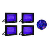 Kit 4 Refletor 100w Luz Negra Led Fluorescente Festa