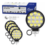 Kit 4 Refletor Farol De Milha 42w 14 Leds Redondo Cor Da Luz Branco 600k