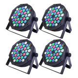 Kit 4 Refletor Par64 Led 36 Leds Cree 3w Rgbw Dmx Dj Strobo 110/220v