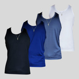 Kit 4 Regatas Academia Masculina Lisa Camisa Fitness Leve