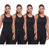 Kit 4 Regatas Nadador Canelada Feminina Lisa Blusa Básica