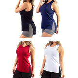 Kit 4 Regatas Tapa Bumbum Feminina Academia Musculação