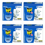 Kit 4 Repelente Raid Elétrico Aparelho refil Elimina Dengue