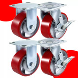 Kit 4 Rodas Rodinhas Giratórias Borracha Forte Peso 400kg