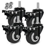 Kit 4 Rodinha Rodízio Roda Espiga Parafuso Com Trava 50mm 2 Polegadas Rrj Rodx2005xpt