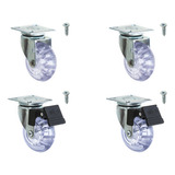 Kit 4 Rodinhas 50mm Silicone Gel 2 Com 2 Sem Trava
