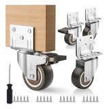 Kit 4 Rodinhas Para Moveis Rodízio Giratório Com Trava Suporte Lateral Rodas Emborrachadas Material Profissional Tpr Marrom Marca Rrj