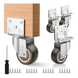 Kit 4 Rodinhas Para Moveis Rodízio Giratório Suporte Lateral Rodas Emborrachadas Material Profissional Tpr Marrom Marca Rrj