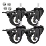 Kit 4 Rodinhas Para Moveis Rodízio Roda Espiga M10 Parafuso Com Trava 50mm 2 Polegadas Marca Rrj