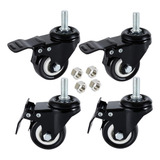 Kit 4 Rodinhas Rodízio Espiga M10 Anti risco Giratória Roda Reforçada 1 5 Polegadas 40mm Rrj