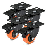 Kit 4 Rodinhas Rodízios Rodas Reforçada Com Trava 50mm 2 Polegadas Rrj Rodx2002xla Naranja