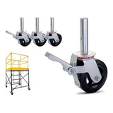 Kit 4 Rodízio Rodinha Andaime C Trava Freio 1020kg Giratorio