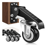 Kit 4 Rodizios Rodinhas De Bancada Retrateis Para Moveis Pesados Capacidade 400kg Com Função De Elevação 2 5 Polegadas Rodas Profissionais Conjunto Completo Marca Rrj