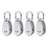 Kit 4 Roldana Polia Moitão Aço Inox 15mm P Cabo 6mm 35kg