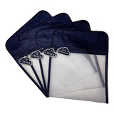 Kit 4 Saquinhos Saída De Maternidade Azul Com Tag Bordado