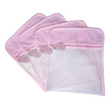Kit 4 Saquinhos Saída De Maternidade Rosa Com Tag Bordado