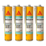 Kit 4 Selante Elástico Sikaflex Universal 300ml Cinza Grey