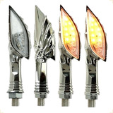 Kit 4 Setas Modelo Prata Caveira Pisca Moto Rosca Universal