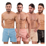 Kit 4 Short Bermuda Curta De Linho Algodão Esporte Fino