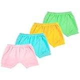 Kit 4 Shorts Bebê Tapa Fraldas Lisos Coloridos Com Punho Em Algodão Para Meninas GG 