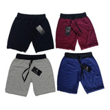 Kit 4 Shorts Infantil Moletom Bermuda Liso Amarração Juvenil