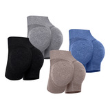 Kit 4 Shorts Levanta Bumbum Feminino Fitness Cintura Alta