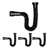 Kit 4 Sifão Sanfonado Flex Preto Black Pia Banheiro Cozinha