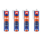Kit 4 Silicones Selante Cola Pu 40 Flex Branco 380g Autofix