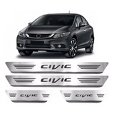 Kit 4 Soleira Protetor Porta Aço Inox Escovado Civic 2016