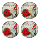 Kit 4 Sousplat Natal Redondo 33cm Bico De Papagaio Decoracao