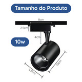 Kit 4 Spot Super Led Capa Preto 10w Com Trilho 1m Eletrificado Cor Da Luz Branco Frio Lumi Premium