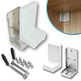 Kit 4 Suporte Cantoneira Aérea L Reforçada - Parafusos Resistente De Fixação Moveis Com Capa Branca 50 Kg