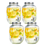Kit 4 Suqueiras De Vidro 5 Litros Com Plaquinha E Torneira