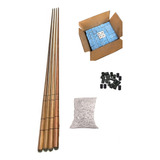 Kit 4 Taco Sinuca Bilhar Com Ponteiras Giz Branco E Azul