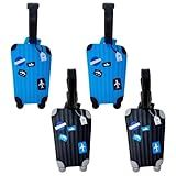 Kit 4 Tag De Bagagem Identificador De Mala De Viagem Férias Avião Etiqueta De Silicone Premium PRETO AZUL MALINHA