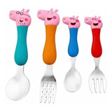 Kit 4 Talheres Peppa Pig Aço Inox Infantil