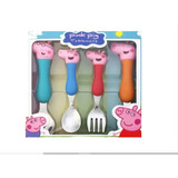 Kit 4 Talheres Peppa Pig Infantil 2 Garfos 2 Colheres