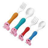 Kit 4 Talheres Peppa Pig Infantil Criança De Aço Inoxidável