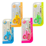 Kit 4 Tesouras Escolar Infantil Sem Ponta Redonda Colorida