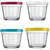 Kit 4 Tigelas Pequenas Potes Americanos De Vidro 150ml Marinex Com Tampa Plástica Colorida