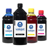 Kit 4 Tinta L3150 Black 1l Coloridas Corante 500ml Valejet