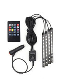 Kit 4 Tira Led Interior Para Carro Rgb Luzes Atmosfera