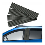 Kit 4 Tiras Adesivos Coluna Carro Fibra Carbono 4d Blackout