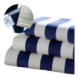 Kit 4 Toalhas Banho Praia Teka Listras Ibiza Azul 160x86 Cm