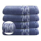 Kit 4 Toalhas De Banho 70cm X 140cm Tetris Algodão Camesa Cor Azul