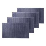 Kit 4 Toalhas Piso Trussardi Ondulato Azul 100 algodão 48x80