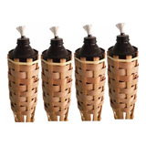 Kit 4 Tocha De Bambu Decorativa Luau 120cm 4 Pavio